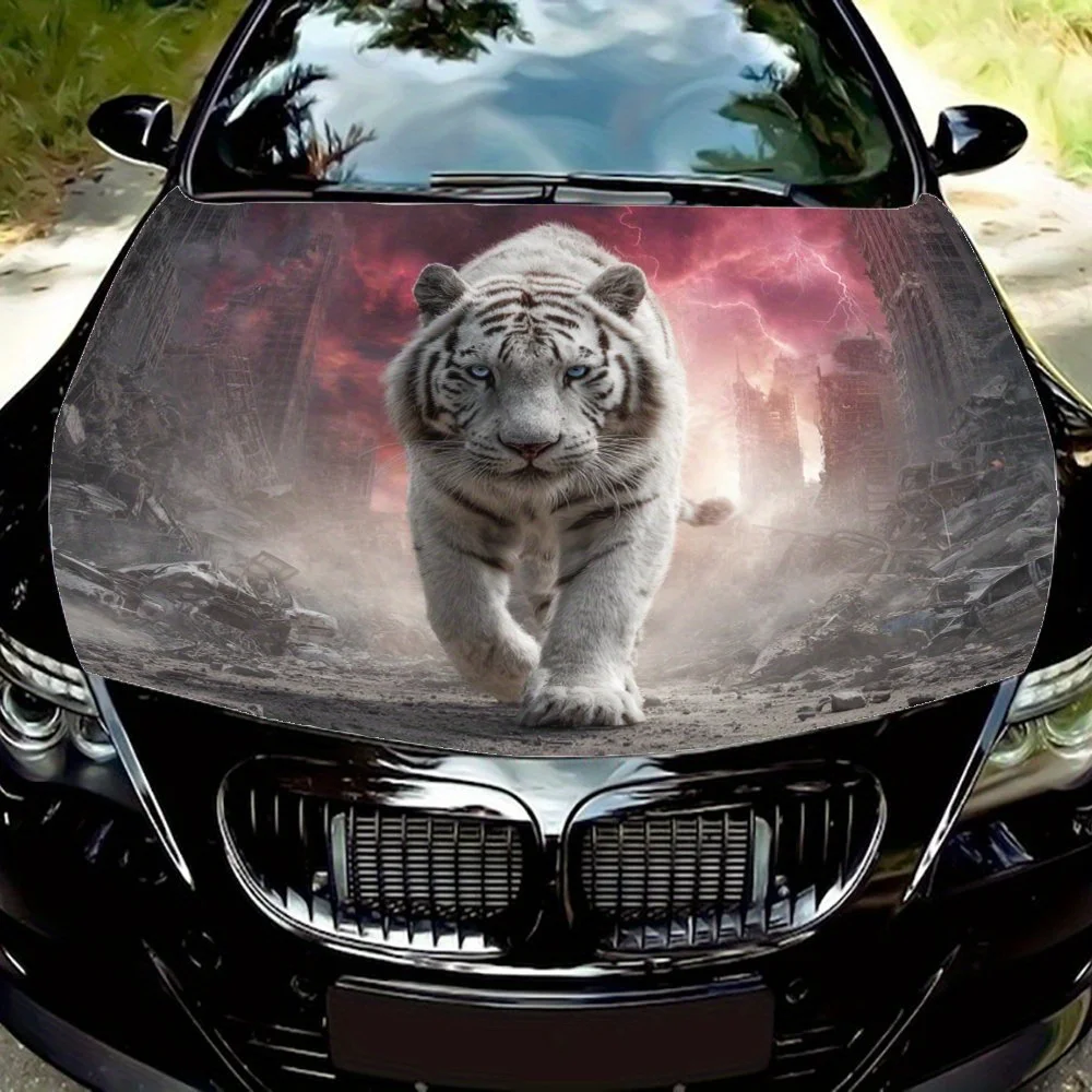 Doomsday White Tiger Car Film,PVC Waterproof Car Hood Sticker,self-adhesive Scratch Resistant Sticker,suitable For Trucks,cars,a
