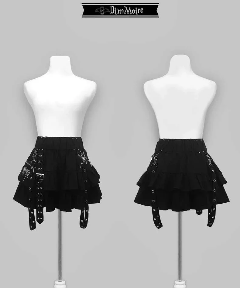 Mini Tie Up Skirt Japanese Harajuku College Style Elastic Waist Subculture Y2k Skirts Girl Autumn New Ruffled Cake Pleated Skirt