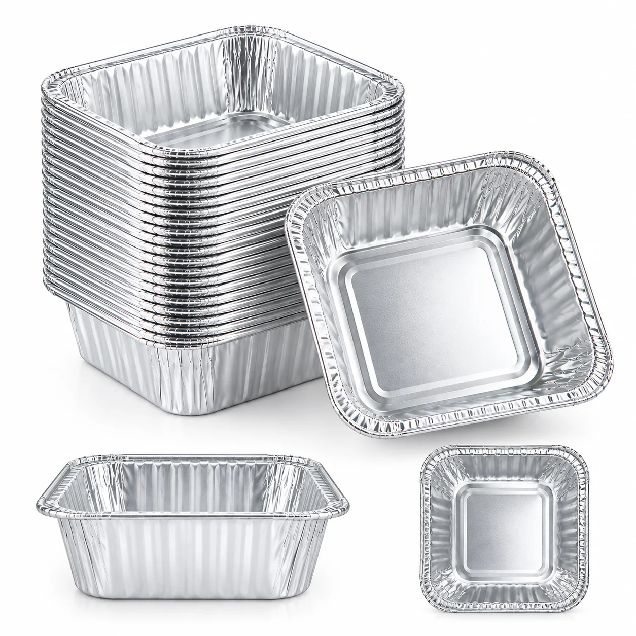 Kitchen Baking Containers - 50/100 stuks wegwerpbare aluminiumfolie bakvormen, vierkante