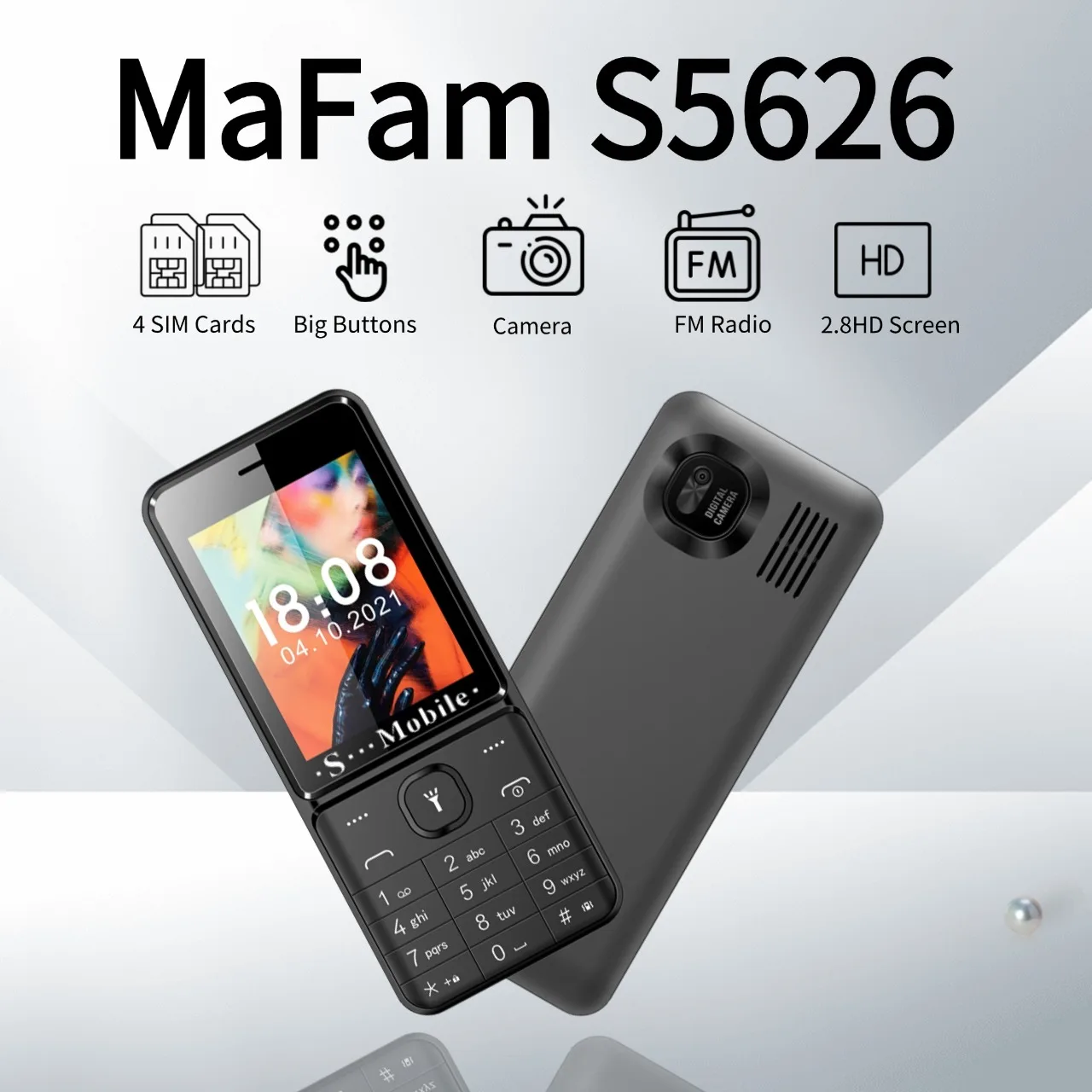 Unlocked New Quad SIM Senior Phone 2.8