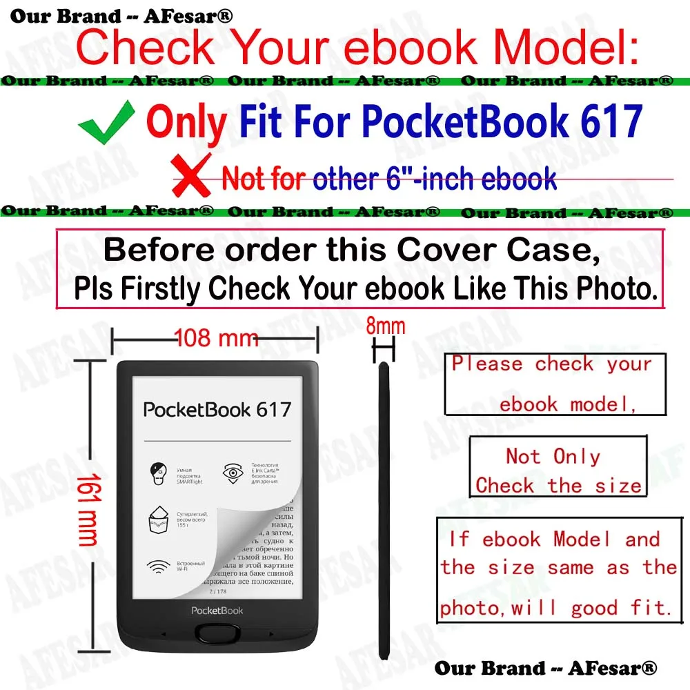 2022 New For PocketBook 617 Cover Shell, Newest Flagship Reader Protective Case For PB617 Skin +Protector Film