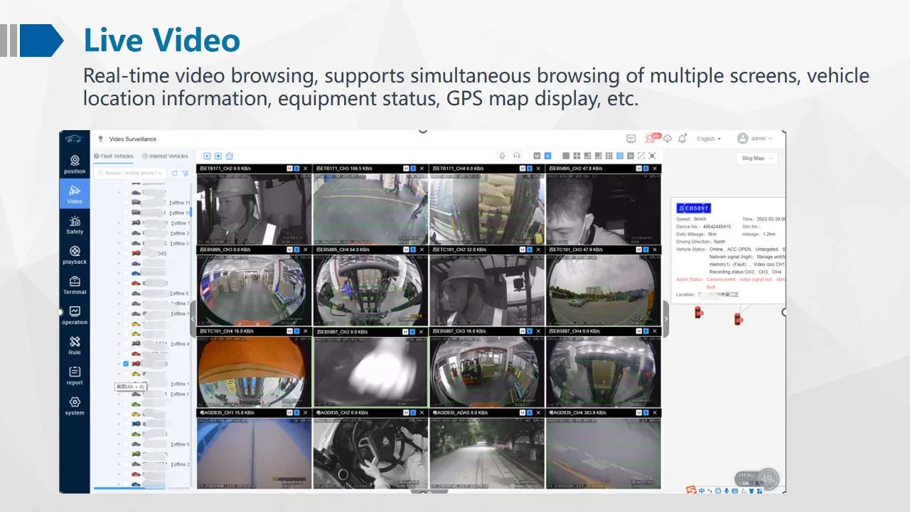 صندوق أسود للسيارة Hd 3 عدسات Adas Wifi Gps AI Dash 1080P أمامي وخلفي داخل 3 قنوات داش كام للرؤية الليلية DVR M550 #5
