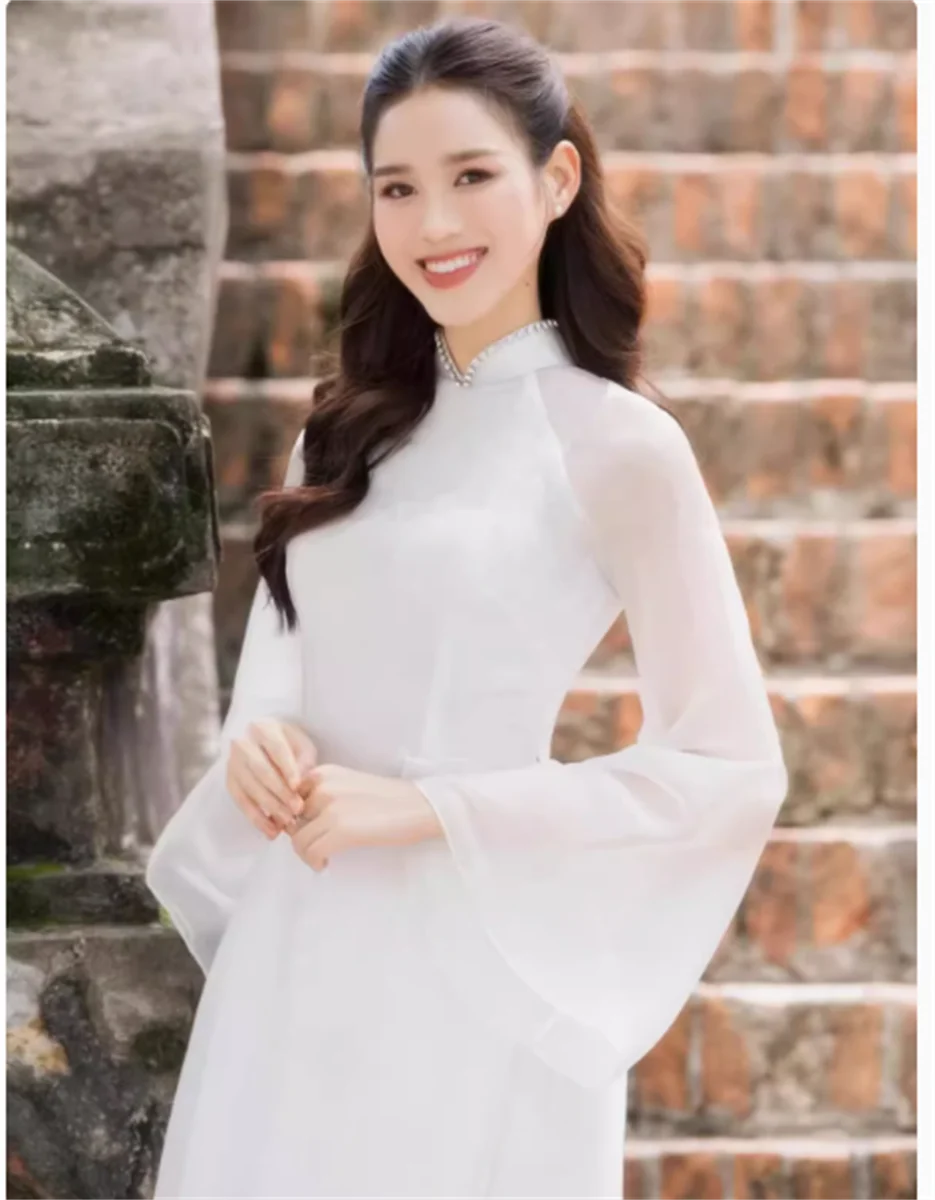 

High end performance clothing for young women, Vietnamese Oda Cheongsam set pants, flared sleeves