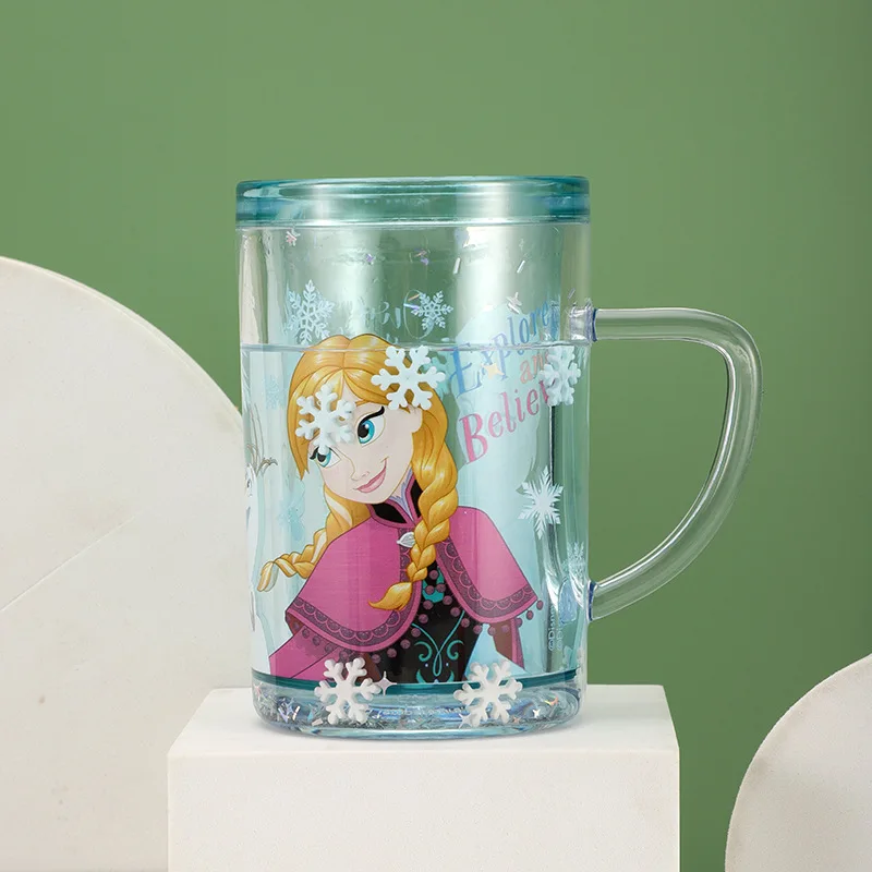 Cartoon Frozen Elsa Anna Crystal Cup Anime Mickey Mouse Clubhouse Minnie Floating Cold Water Mug Lightning McQueen Coffee Cups