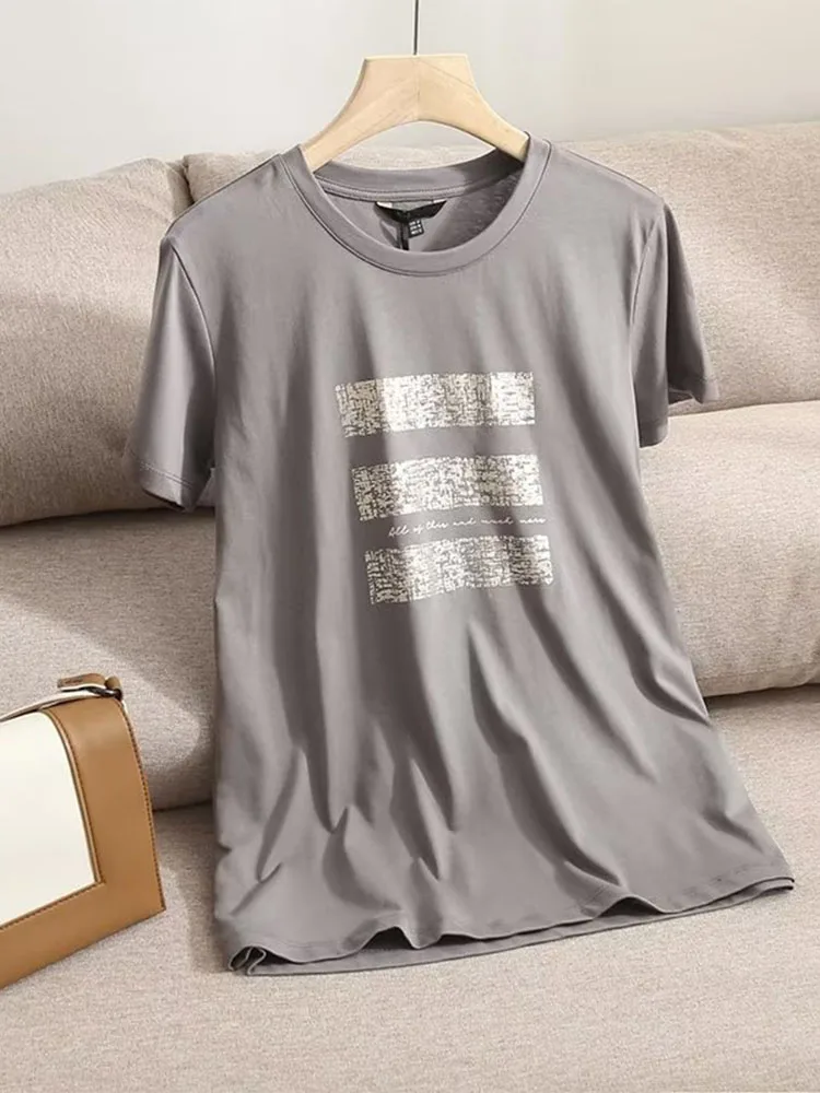 

New Fashion Print T Shirt Women Short Sleeve O Neck Loose Tshirt 2023 Summer Women Causal Cotton Tee Shirt Tops Mujer 0682/255