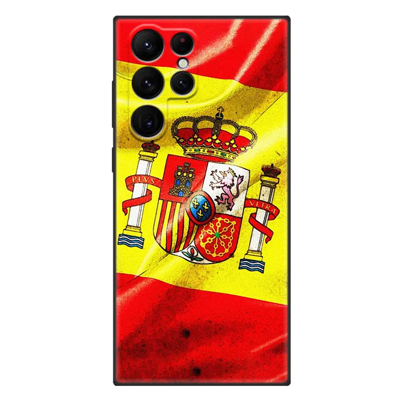 Spain flag Phone Case For Samsung Galaxy S23 S22 S21 Ultra S20 FE 5G S10E S10 Lite S9 S8 Plus S7 Edge Black Cover