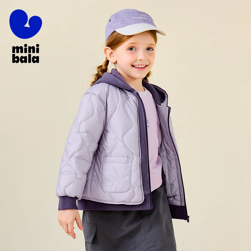 سترة ميني بالا للأطفال بغطاء للرأس 2025 معطف خفيف الوزن بتصميم شتوي جديد مكون من طبقتين