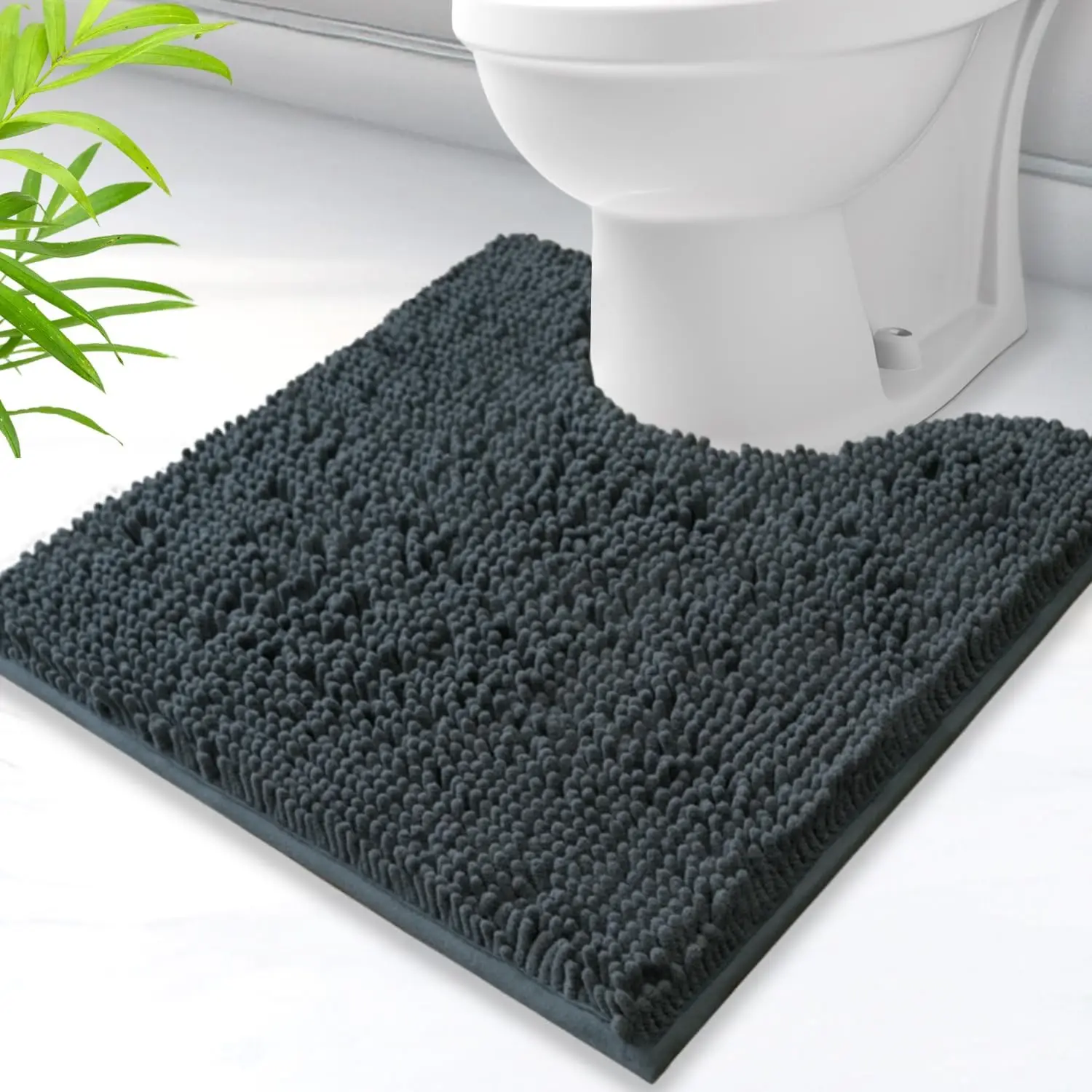 

Toilet Rug U-Shaped Super Absorbent Chenille Bathroom Mats Non-Slip Backing Machine Washable For Bathrooms Floor Decoration