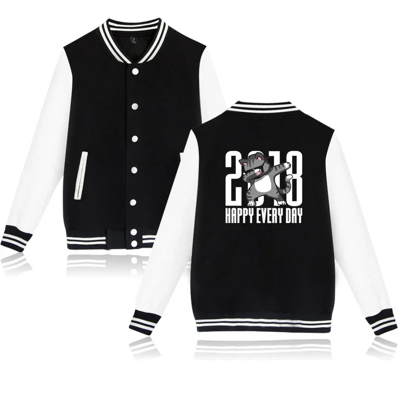 

2018 Happy Every Day Funny Animal Anime Baseball Jacket Men/Women Outwear Uniform Coats Jacket Men College Clothes