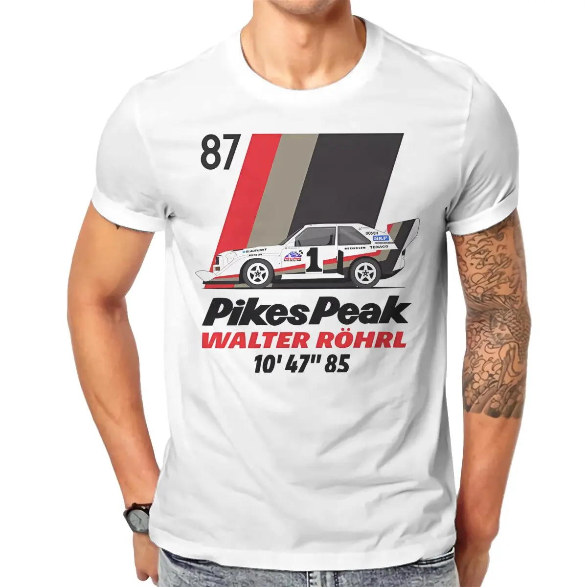 Men Walter Rohrl Pikes peak 87 T-Shirt Cool Style Gran Turismo Racing Game Hipster Ofertas O Neck Graphic Tshirt