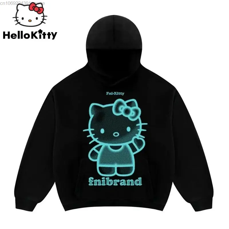 

Sanrio Hello Kitty Printed Hood Streetwear Couple Y2k Harajuku Kpop Hoodie Youthful Clothes Winter Hip Hop 2000s Aesthetic Tops