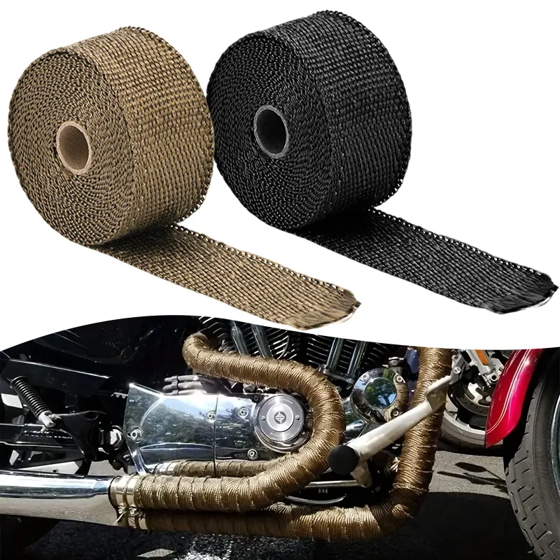 5/10M Motorcycle Exhaust Thermal Tape Heat Insulation Roll Tape Turbo Heat Exhaust Thermal Wrap Tape Fiberglass Heat Shield