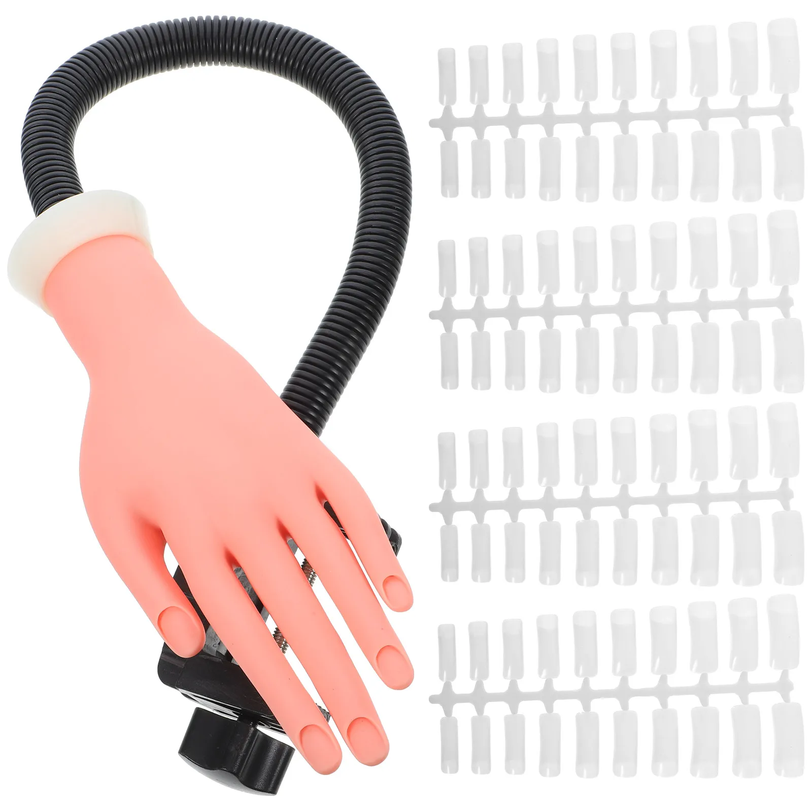

100Pcs High Simulation Silicone Fake Hand with Practice Nail Tips for Nail Art Beginners Manicure Training Tools Accessories