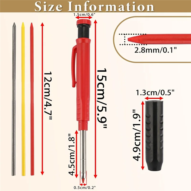 Set Pensil Mekanik Kelas Konstruksi dengan Isi Ulang 24 Tebal 2.8Mm dan Rautan Bawaan - 2 Paket Pensil-TCE