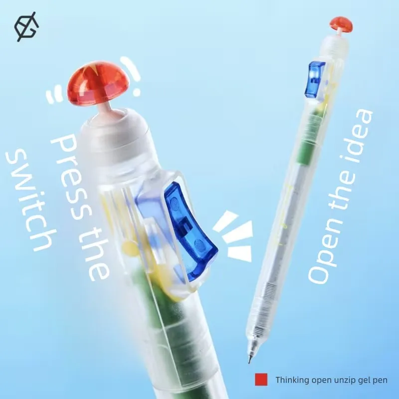 1pc Decompression Fidget Gel Pen with Mechanical Switch, 0.5mm Smooth Writing Anti-Anxiety Stress Relief Toy Pen