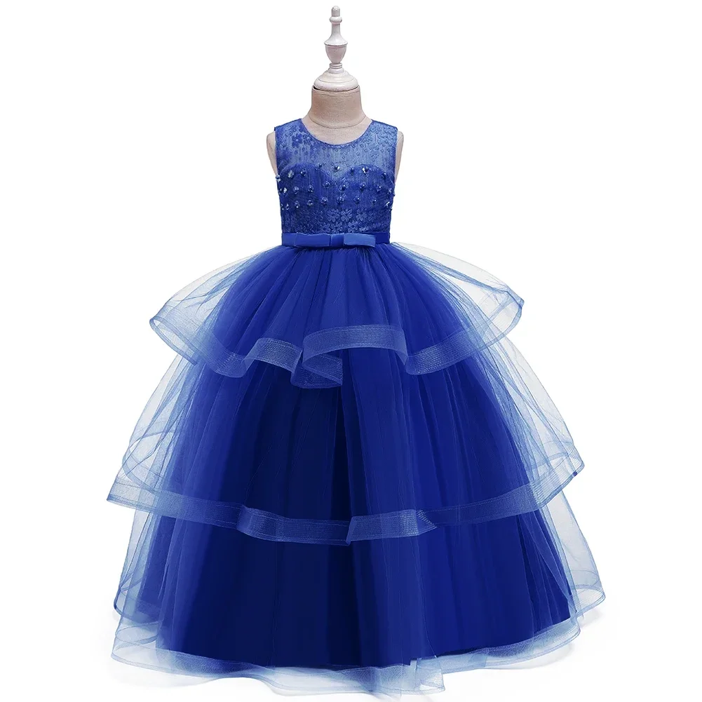 

Girl Dress 6 Colors 120cm-170cm Children European and American Long Skirt Gauze Ball Gown Princess Vestidos Party Performance