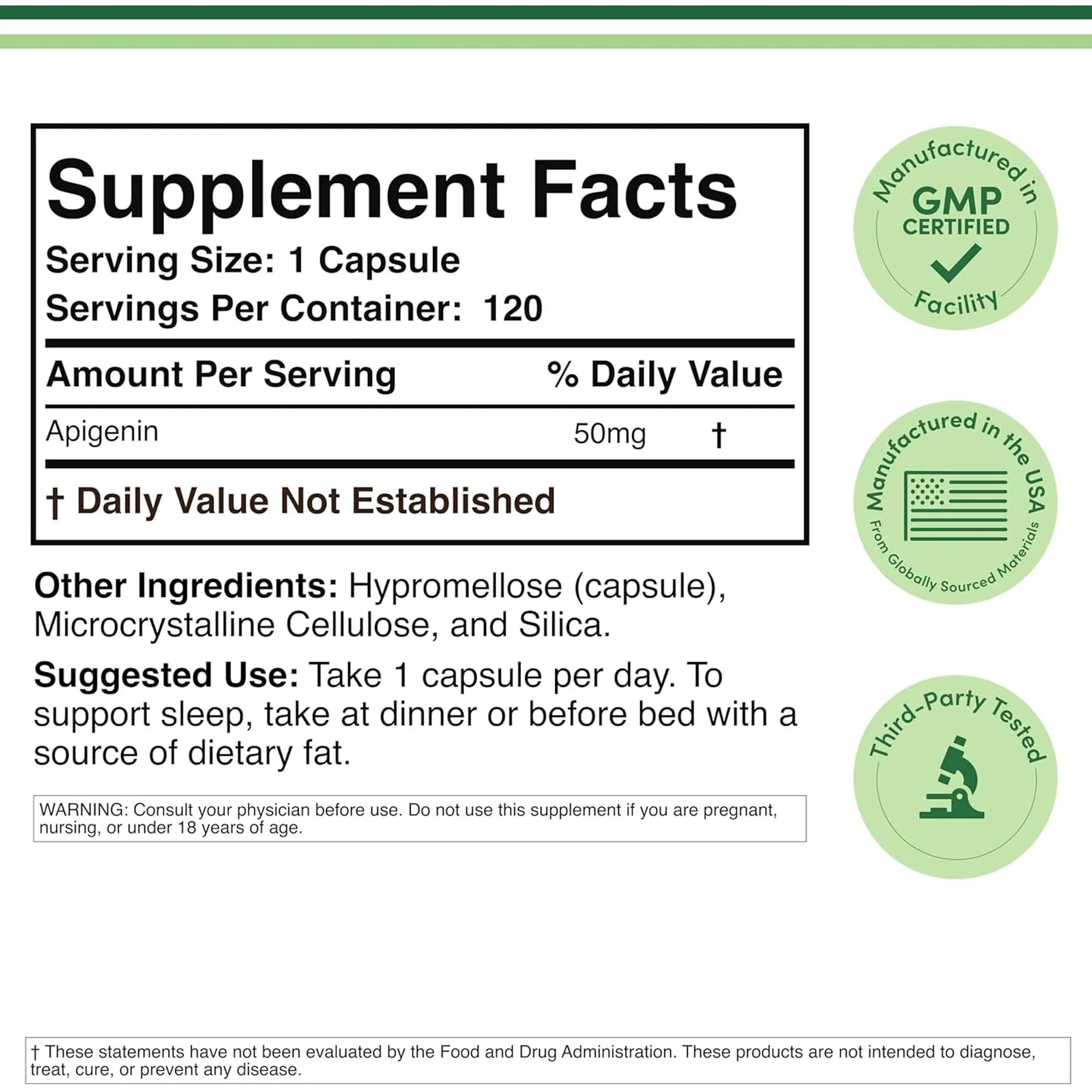 Apigenin Supplement - Antioxidants, Promotes Sleep, Support Cellular Health, Improves Brain Function, Relaxes The Mind and Body