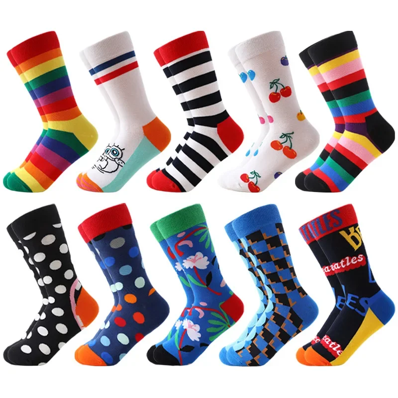 Original male and female animal flower striped food cartoon fun fashion socks Happy Harajuku casual autumn and winter socks