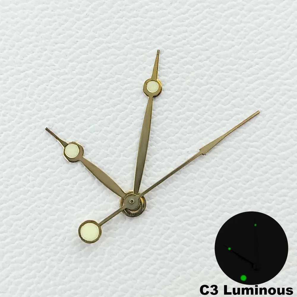 14,5 mm Silber-Gold-Blau Uhrenzeiger C3 Grün Leuchtend Uhrenzubehör für Miyota 8215 821A 82-Serie Uhrenteile Zubehör – Detail 3
