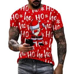 Men's T-shirt Christmas New Pattern Holiday Casual Clothing Street Cool Hip Hop Short Sleeve Fashion Trend 3D Printed Loose Top