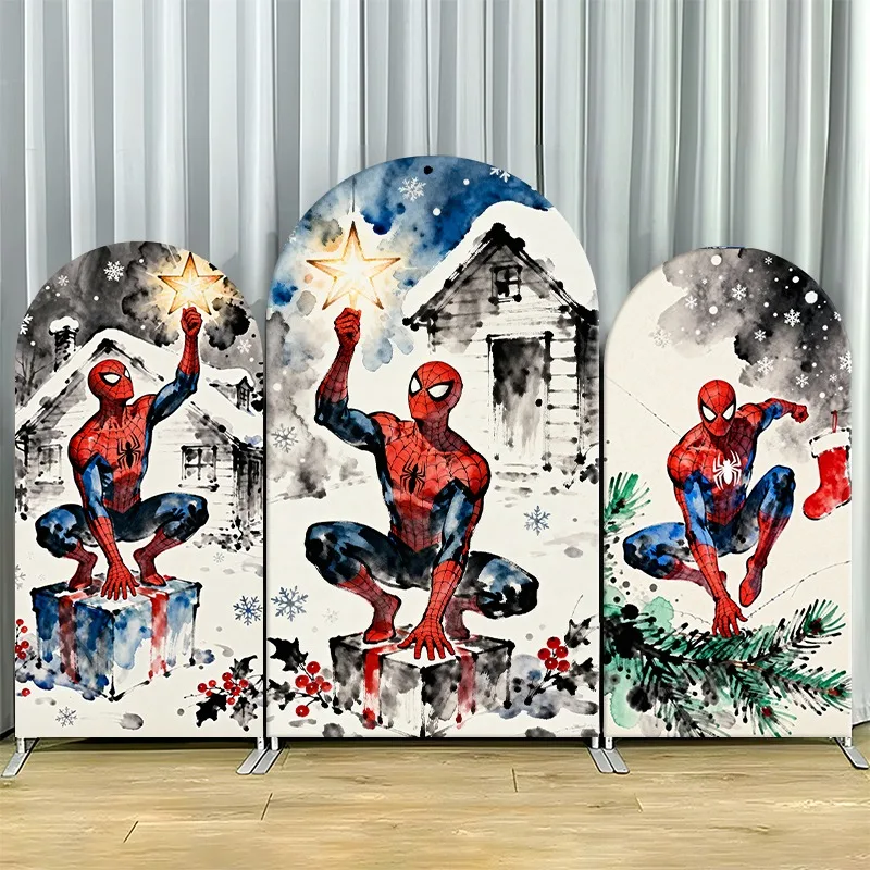 

Arch Backdrop Cover Single Side Spider Man Holiday Snowy Cabin Star Party Decoration Photo Booth Background Props Event Supplies