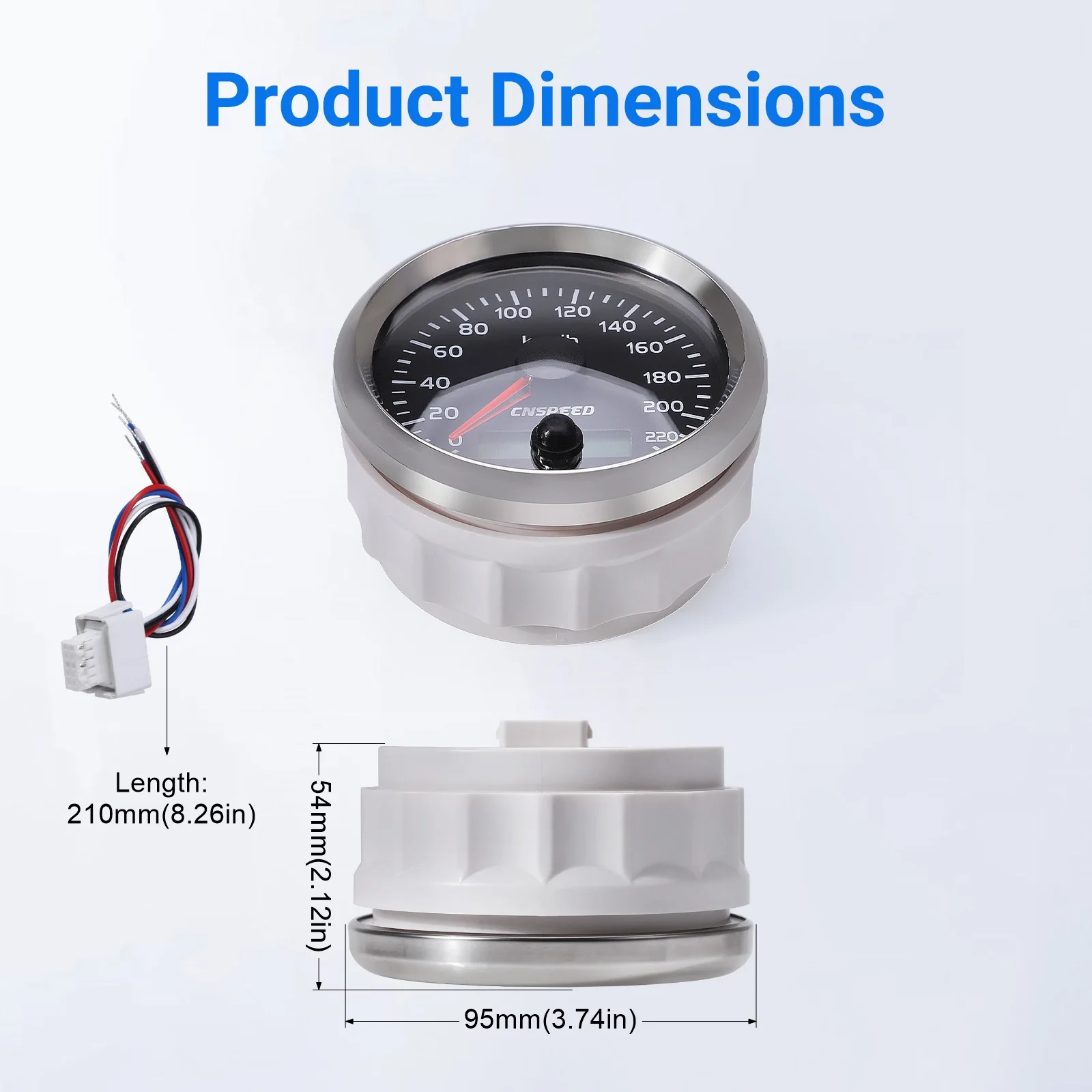 Universal 85mm 12V/24V 10 Color Backlight Car 4000 & 8000 Rpm Tachometer 220 Km/h & 160 MPH Speedometer Speed Gauge Waterproof