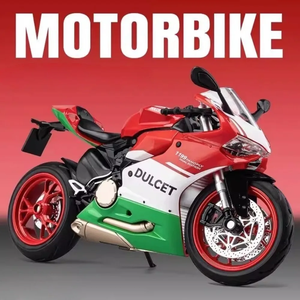 

1:9 Scale 1199 V4S Alloy Motorcycle Model Toy Car Shock Absorption Detachable Bracket Motorbike Models Collection Gifts for Boys