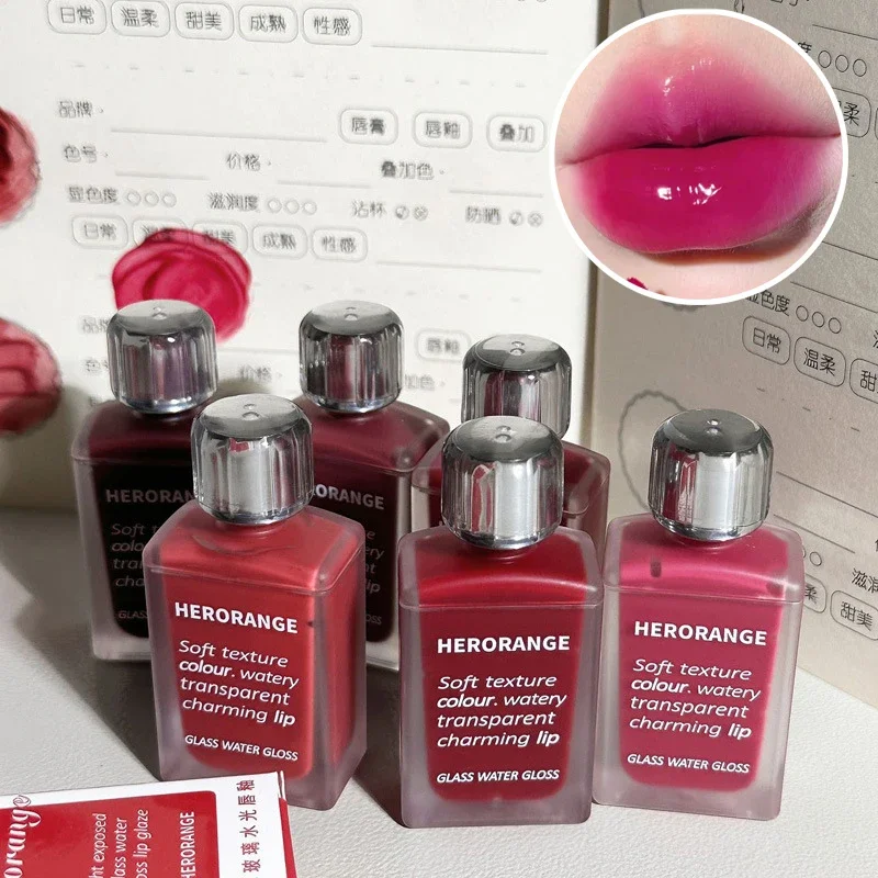 Maquiagem hidratante batom líquido, sem água, de longa duração, vermelho, chá, vermelho, espelhado, rosa, coreano cosméticos, 6 cores