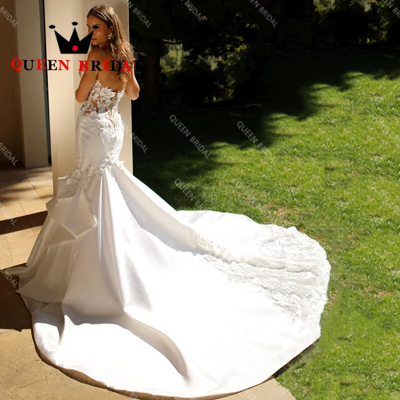 Vestidos De Novia sexis sin mangas De sirena 2024 apliques De encaje con lentejuelas Vestidos De Novia con forma De corazón Vestidos De Novia personalizados Z49M