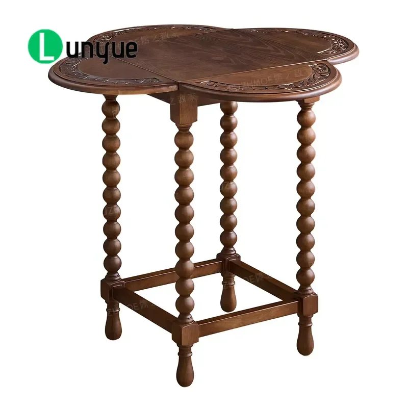 Modern French Style Durable Solid Wood Side Table Coffee Table for Living Room Furniture Sturdy Natural Finish Home Decor