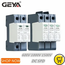 GEYA GSP9 DC Surge Protector PV SPD 600V 1000V 1500V 20KA 40KA SPD 2P 3P Surge Protective Device Lightning Protection