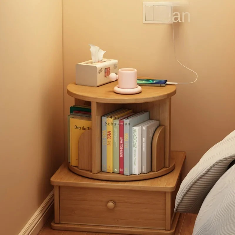 

Bedroom Storage Small Bedside Table Shelf Rotating Small Bookshelf Creative Bedside Phone Shelf Home Decoration Furniture