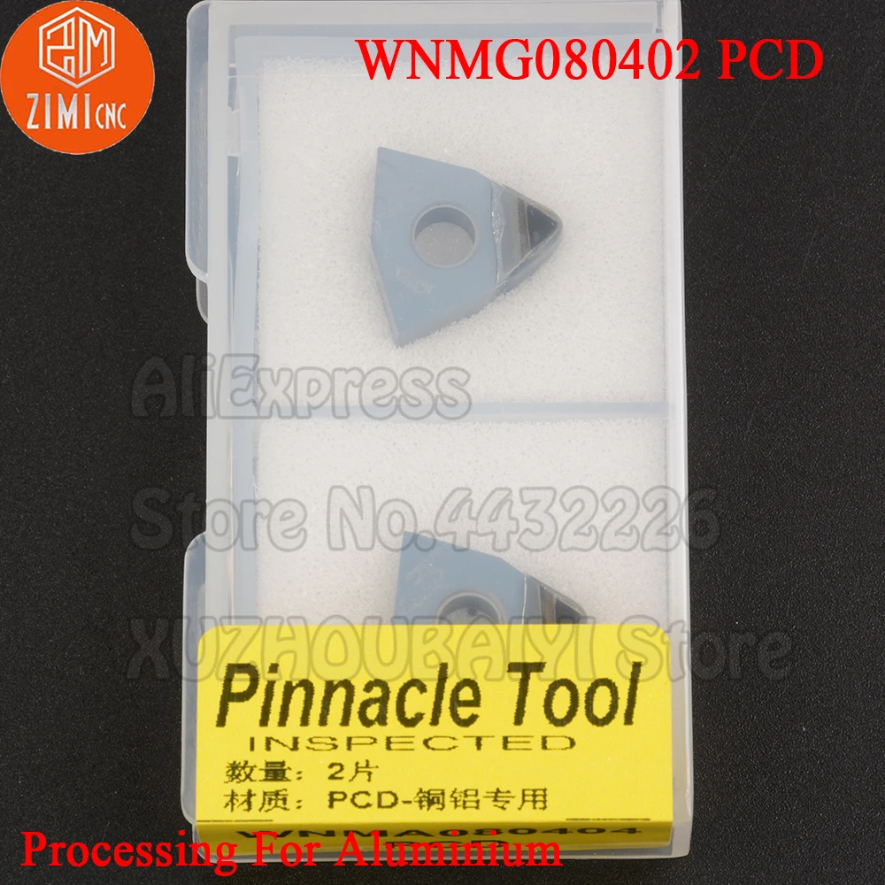 2 قطعة WNMG080402 PCD WNMG 080402 PCD الماس إدراج تحول أدوات التصنيع باستخدام الحاسب الآلي القاطع مخرطة شفرة من الكربيد للألمنيوم