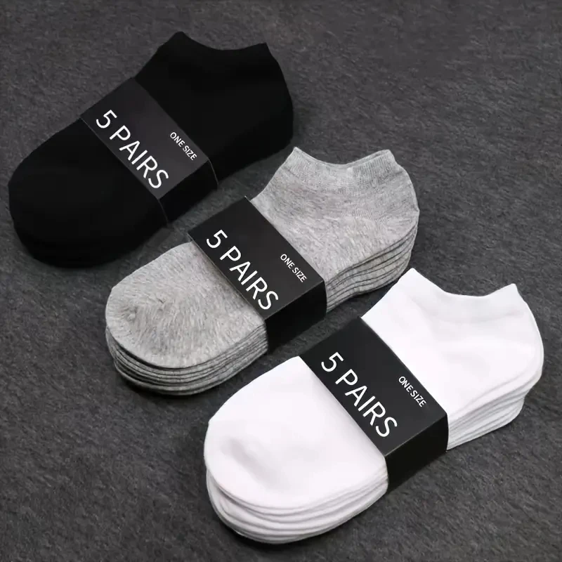 1/5 Pairs Low Cut Men Women Socks Solid Color Spring Summer Breathable Sports Socks Male Short Ankle Socks