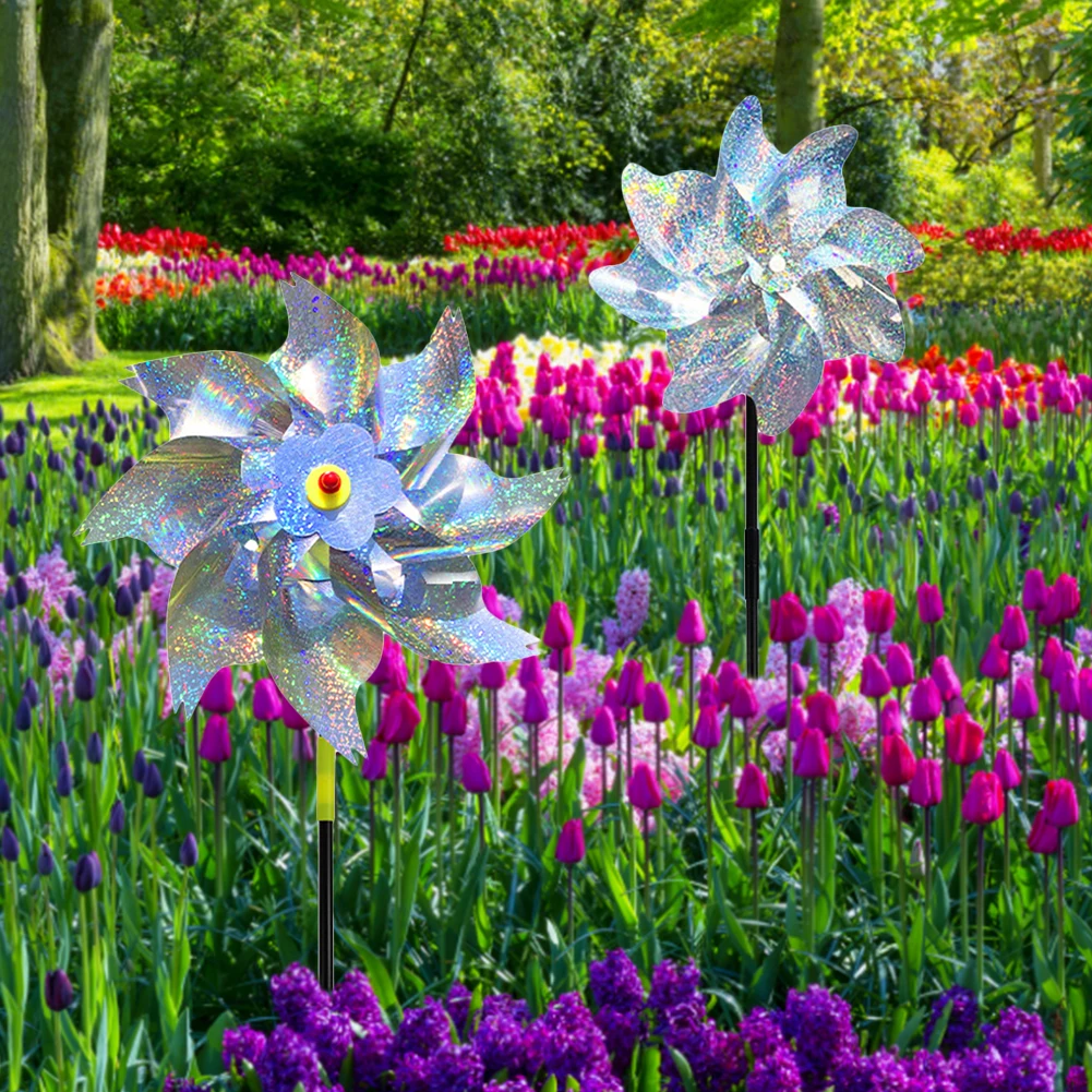 Anti Bird Laser Windmill Bird Repeller Windmill Pinwheels Reflective Bird Scare Deterrent Driving Windmill for Garden Lawn Yard
