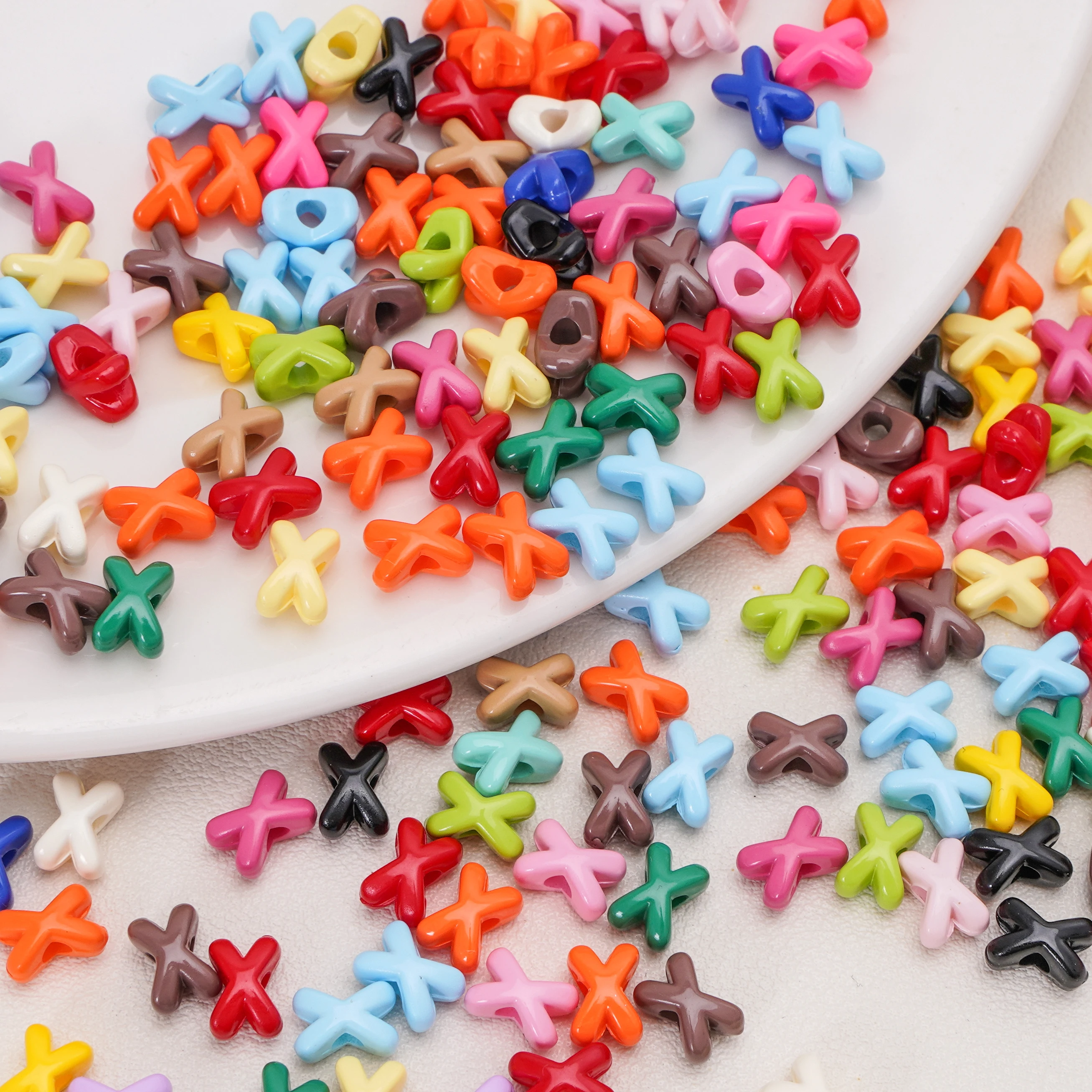 

5-20Pcs 8x5mm Acrylic Multi Color X Shape Beads Bowknot Loose Spacer Beads For DIY Bracelet Phone Chain Jewelry Making Materials