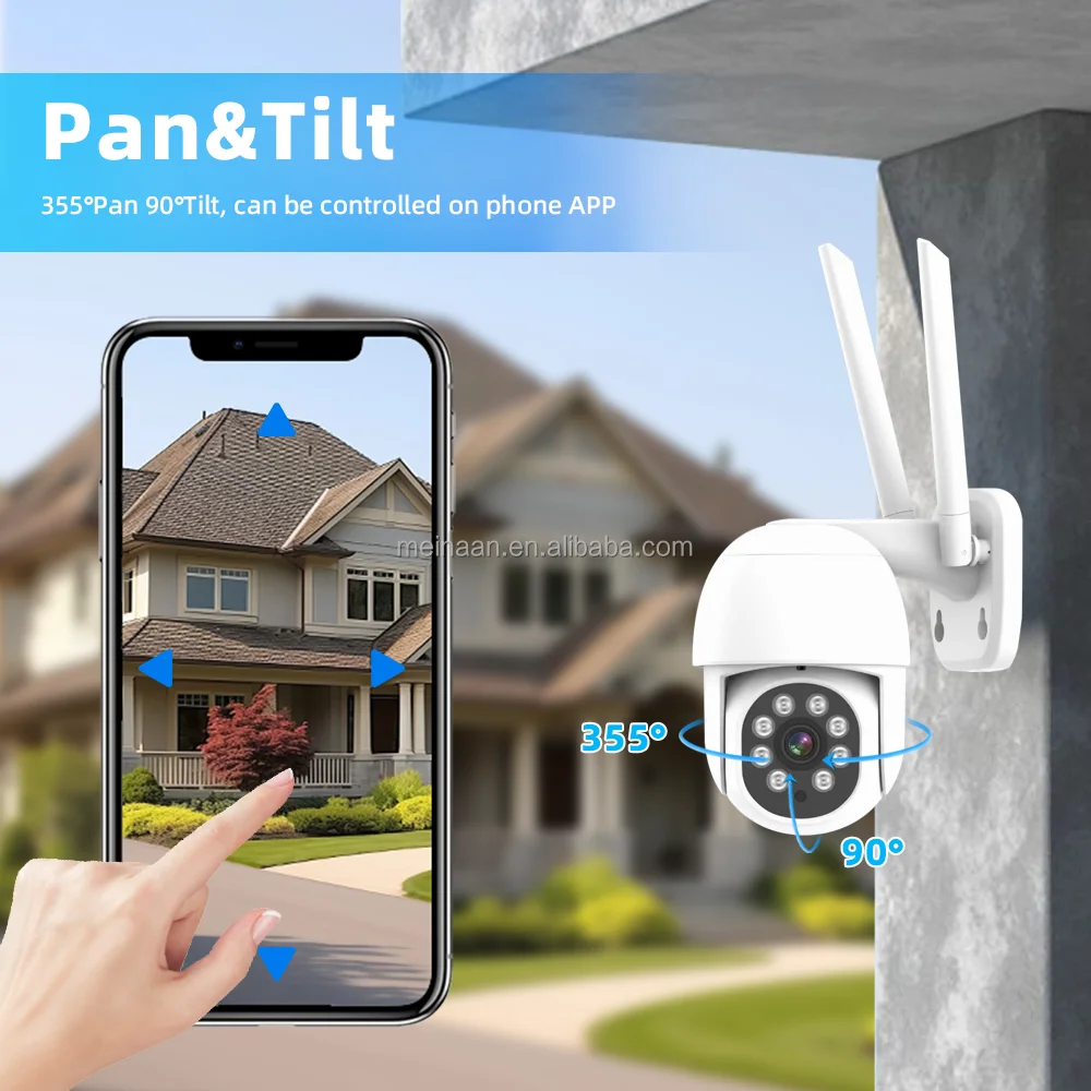 Sistem Kamera CCTV WiFi Keamanan Rumah Kit NVR Sistem Pengawasan Video Kamera PTZ WiFi Luar Ruangan Nirkabel 10CH EseeCloud 3MP OEM