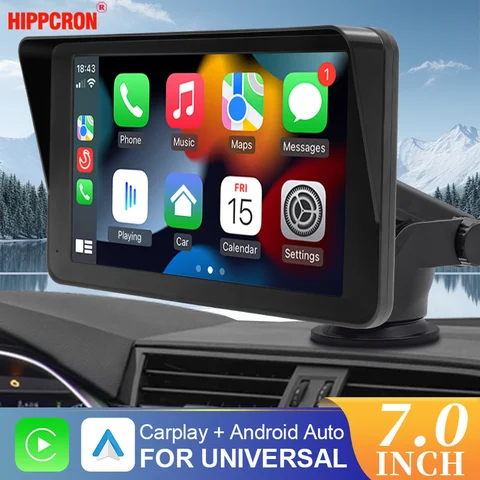 Hippcron 자동차 라디오 무선 CarPlay 안드로이드 자동 멀티미디어 비디오 플레이어 후면보기 카메라 용 AUX 블루투스가 장착 된 7