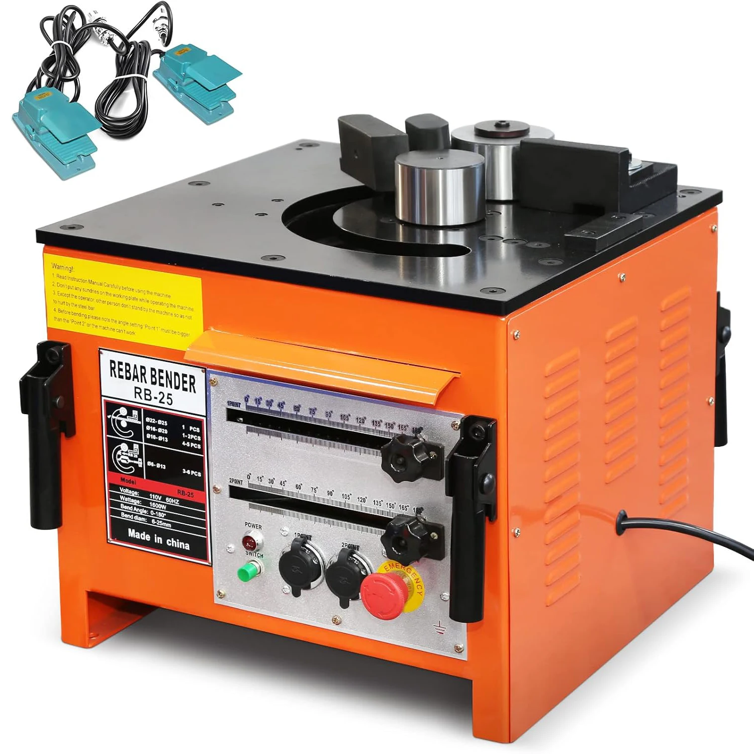 

Электрический гибочный станок для арматуры мощностью 1600 Вт до 1 дюйма с нашим электрическим гибочным устройством, достигает 0–180 гг. ° Угловой и удобный педальный переключатель