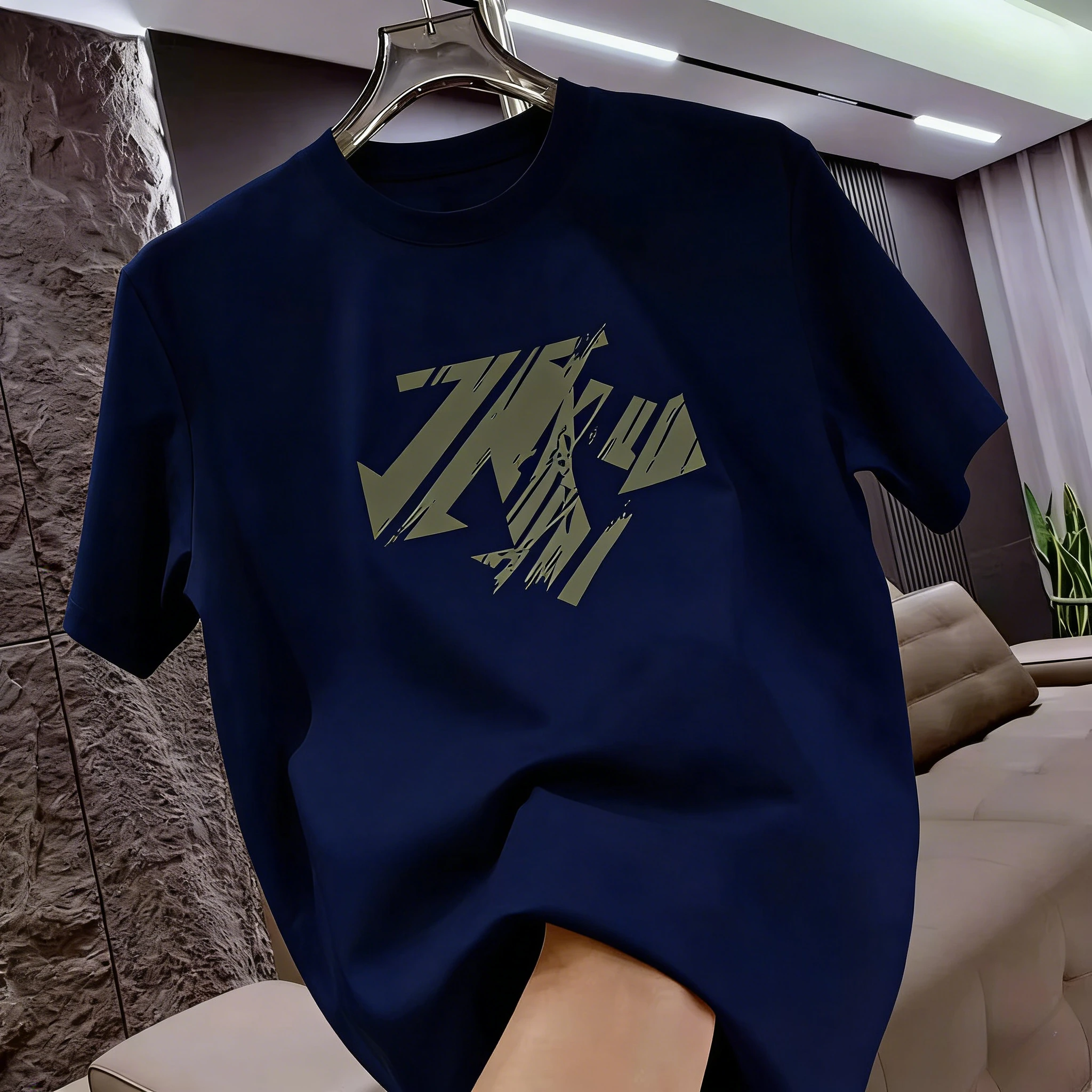 Camiseta Masculina Fashion 2026 Luxuosa Nova Camiseta de Verão com Estampa Marca Tendência Algodão Respirável Unissex Streetwear Hip Hop