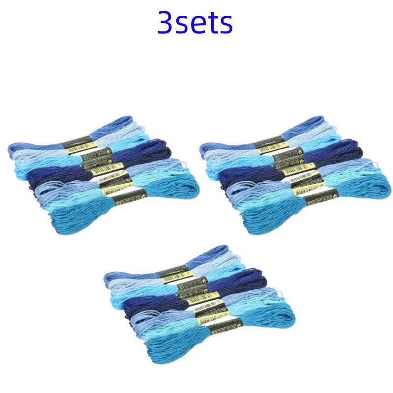 8lot 7.5m Silk Line Cotton Cross Stitch Thread Sewing Kit