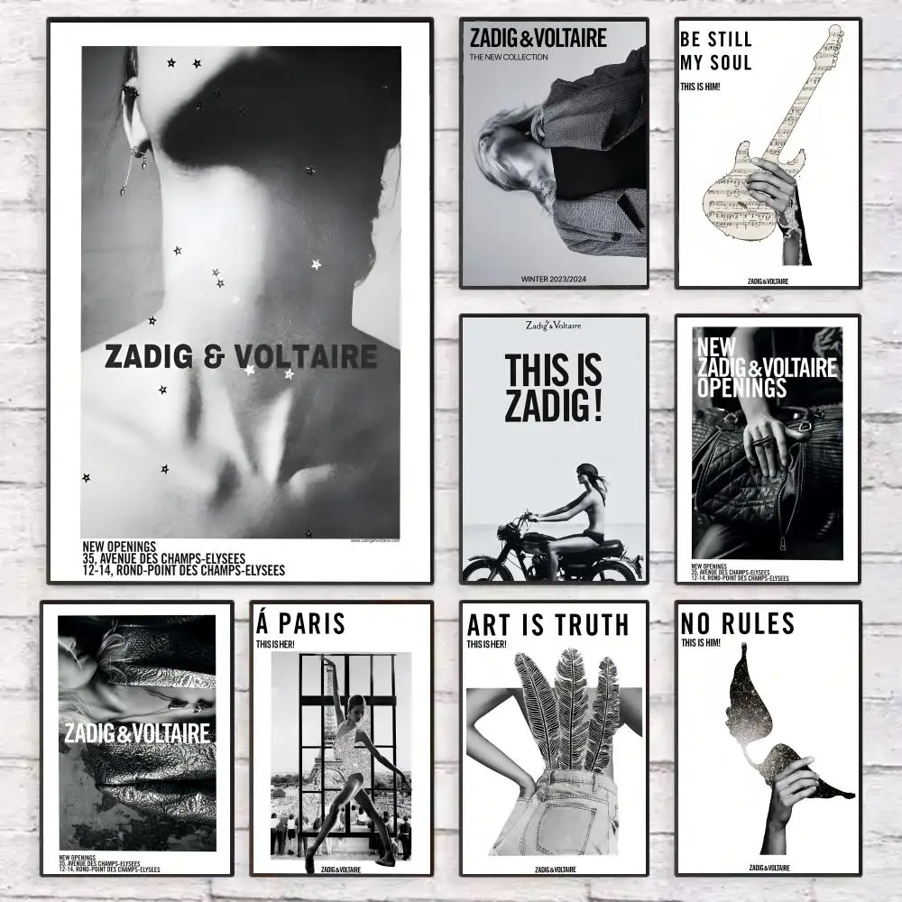 Póster clásico de Pop Z-ZADIGS y V-VOLTAIREES, arte de pared adhesivo para sala de estar, dormitorio, oficina, pasillo, bar, decoración del hogar, Idea de regalo