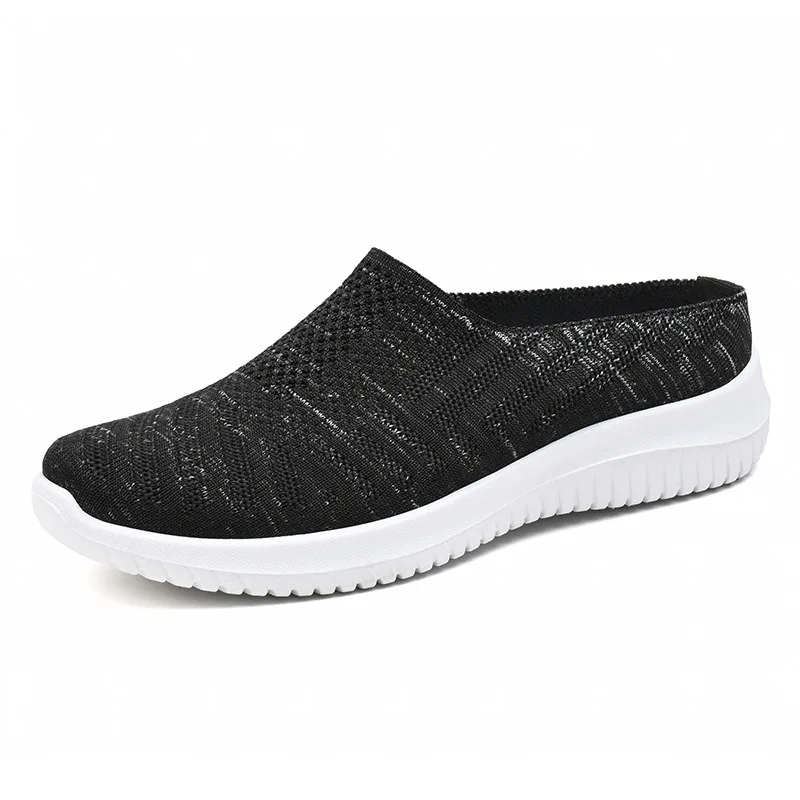 Women Mesh Half Slippers Summer New Fashion Breathable Mesh Soft Bottom Anti Slip Casual Lightweight Comfortable Slippers