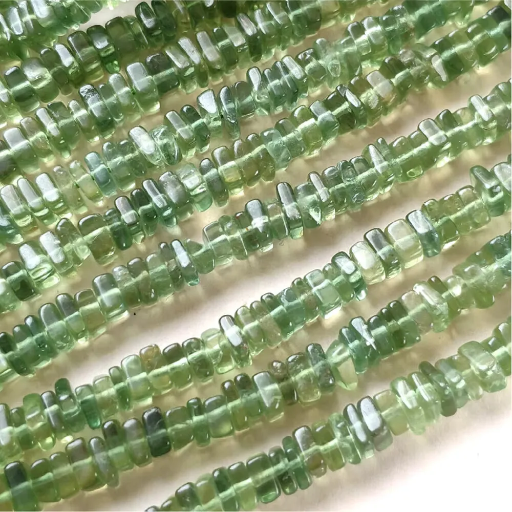 green Apatite square roundelle 3-5mm 38cm loose  beads nature