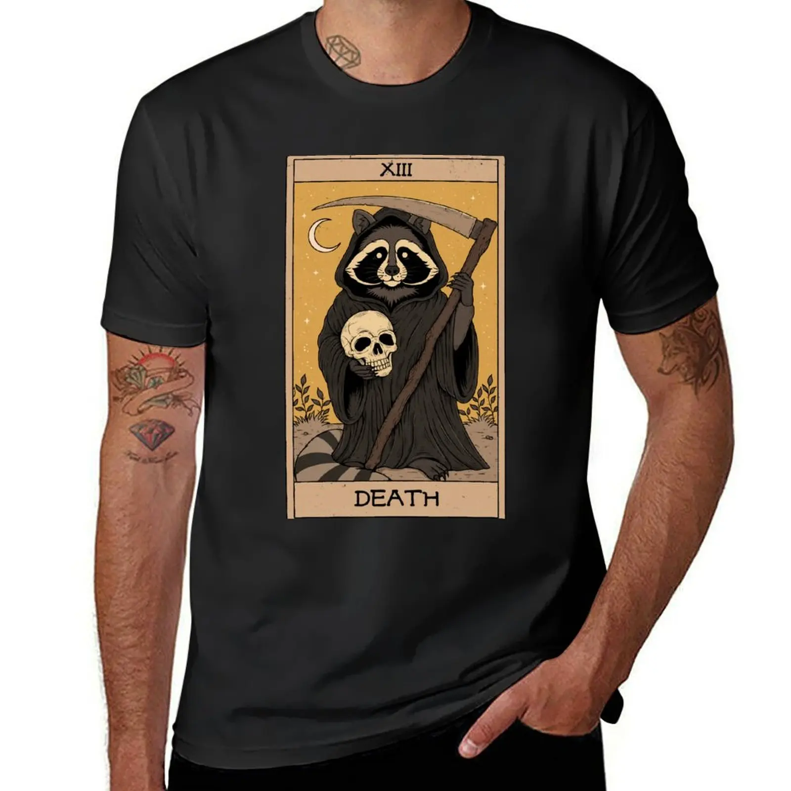 Death - Raccoons Tarot T-Shirt anime clothes summer clothes workout shirts for men