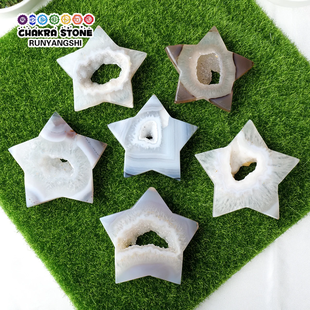 

1pc Natural Crystal Agate Star Shape Mineral Specimen Healing Crystal Carnelian Pentagram Carvings Home Decoration Gift
