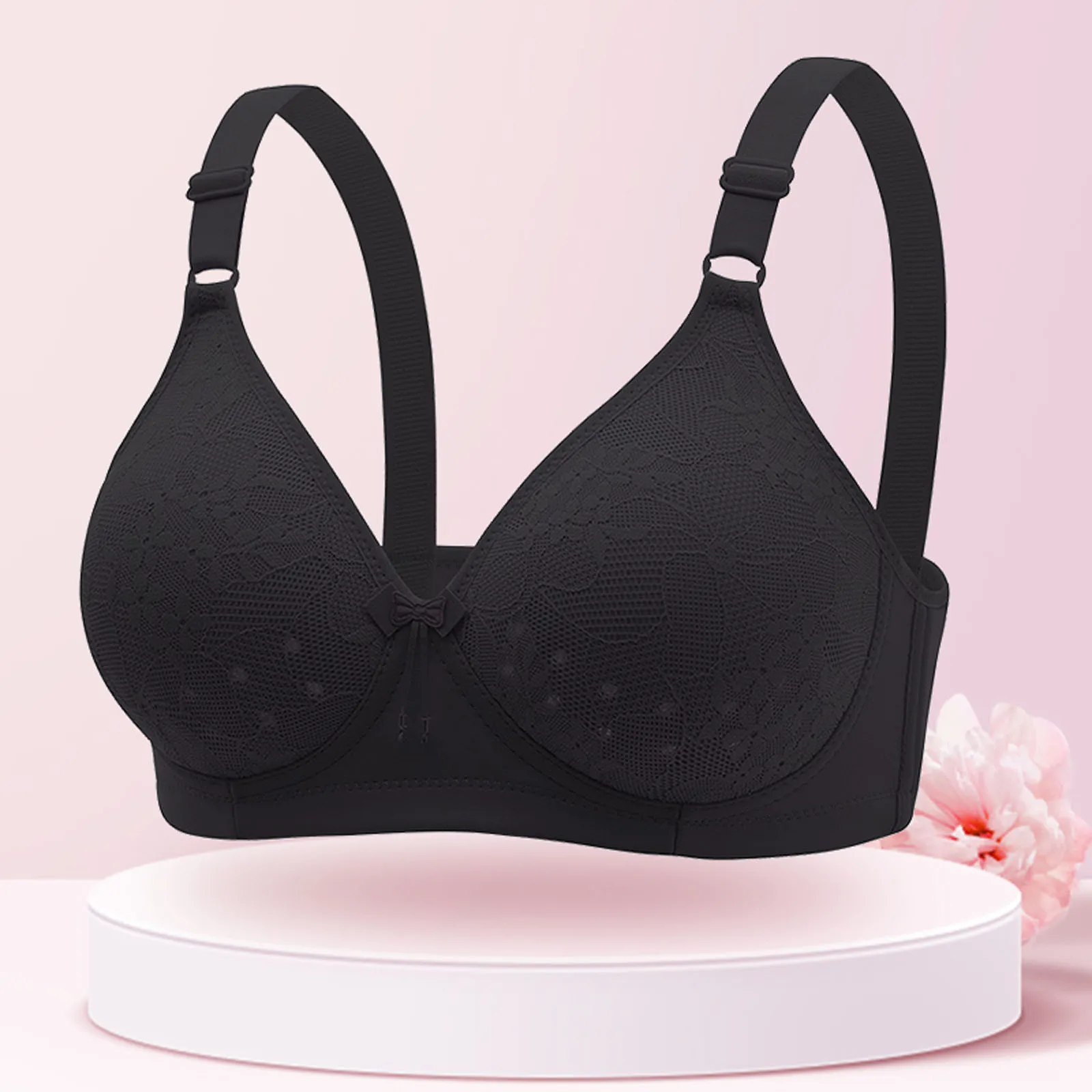 2024 NewThin Laceless Ring Comfortable Breathability Underwear Deep V Neck Vest Bralette Large Size Brater Buckle Female Bra