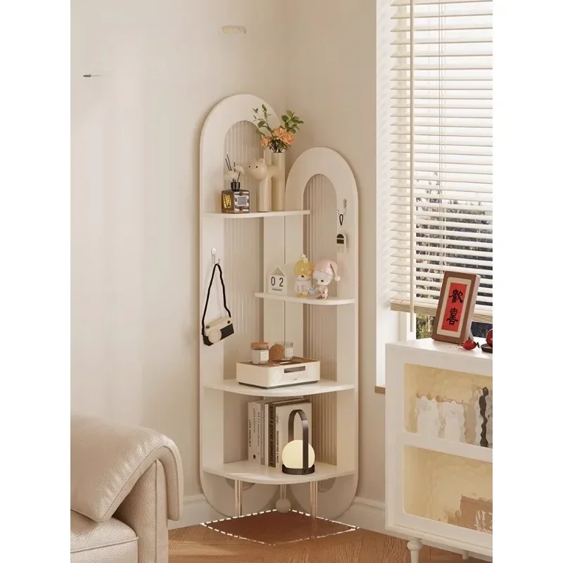Living room corner triangular corner cabinet solid wood storage cabinet shelf decorative