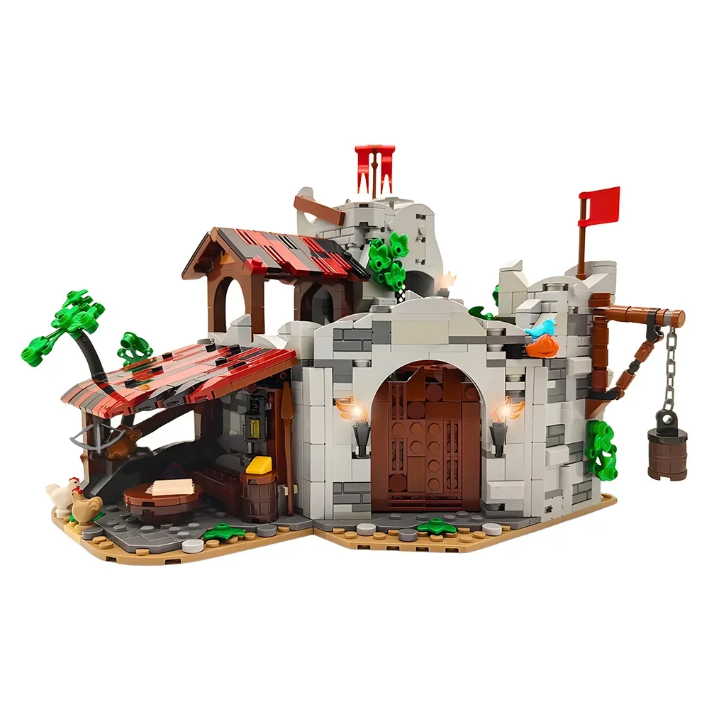 Gorbricks MOC القرون الوسطى Wolfpack Den Castle الطوب نموذج الإبداعية عرض الشارع القلاع الميكانيكية ألعاب مكعبات البناء هدية