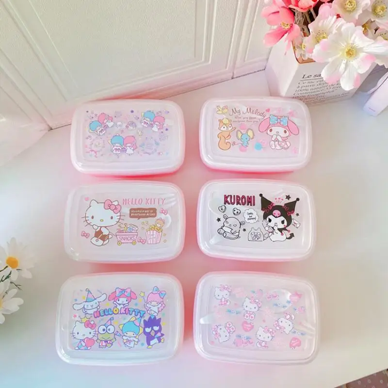 Cinnamoroll Kuromi My Melody Kawaii Student Lunch Box Portable Sealed Double Layer Bento Box Anime Sanrioed Preservation Box